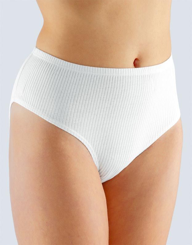 GINA dámské kalhotky klasické ve větších velikostech, větší velikosti, šité, jednobarevné 11075P - bílá 58/60