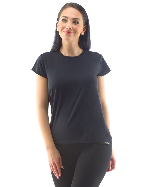 GINA dámské tričko s krátkým rukávem, krátký rukáv, šité, jednobarevné ECO Bamboo Sport 18045P - černá M