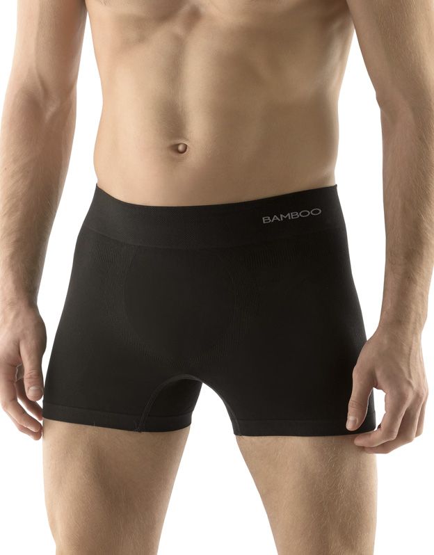 GINA pánské boxerky s delší nohavičkou, delší nohavička, bezešvé, jednobarevné Eco Bamboo 54005P - černá XL/XXL