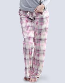 GINA dámské kalhoty dlouhé pyžamové dámské, šité, bokové, s potiskem  19757P | fialková šedá S, šípková písková L, šípková písková M, šípková písková S, šípková písková XL