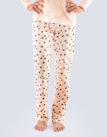 GINA dětské kalhoty pyžamové dívčí, úzký bok, šité, klasické, s potiskem  29701P | pleťová černá 152/158