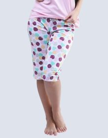 GINA dámské kalhoty 3/4 pyžamové dámské, bokové, 3/4 kalhoty, šité, s potiskem  19746P | bílá aqua M