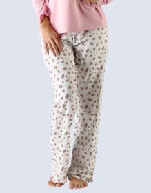 GINA dámské kalhoty dlouhé pyžamové dámské, šité, bokové, s potiskem  19714P | sv. tyrkysová bílá XL