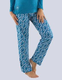 GINA dámské kalhoty dlouhé pyžamové dámské, šité, bokové, s potiskem  19787P | petrolejová bílá XXL, sv. tyrkysová bílá XL