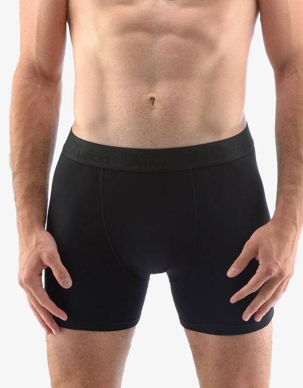 GINA pánské boxerky s delší nohavičkou, delší nohavička, šité, jednobarevné Eco Bamboo 74160P - černá 54/56