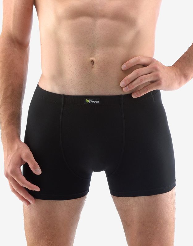 GINA pánské boxerky s kratší nohavičkou, kratší nohavička, šité, jednobarevné Eco Bamboo 73125P - černá 54/56
