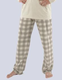 GINA pánské kalhoty dlouhé pyžamové pánské, šité, klasické, s potiskem  79715P | žlutobílá tm. šedá M