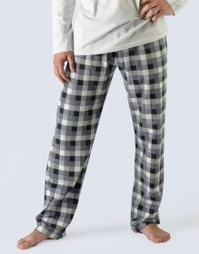 GINA pánské kalhoty dlouhé pyžamové pánské, šité, klasické, s potiskem  79723P | šedobílá lékořice L