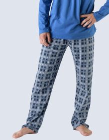 GINA pánské kalhoty dlouhé pyžamové pánské, šité, klasické, s potiskem  79725P | pomnenková lékořice XXL