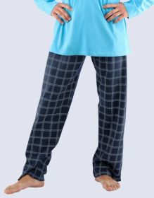 GINA pánské kalhoty dlouhé pyžamové pánské, šité, klasické, s potiskem  79727P | černá červená XL