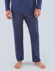 GINA pánské kalhoty dlouhé pyžamové pánské, šité, klasické, s potiskem  79779P | melta piškotová L, melta piškotová M