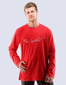 GINA pánské tričko s dlouhým rukávem pánské, dlouhý rukáv, šité, s potiskem  79427P | červená bílá M