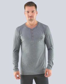 GINA pánské tričko s dlouhým rukávem pánské, dlouhý rukáv, šité, s potiskem  79473P | šedá M, tm.popel M