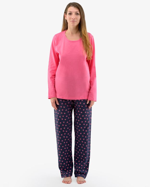 GINA dámské pyžamo dlouhé dámské, šité, s potiskem 19137P - purpurová lékořice M