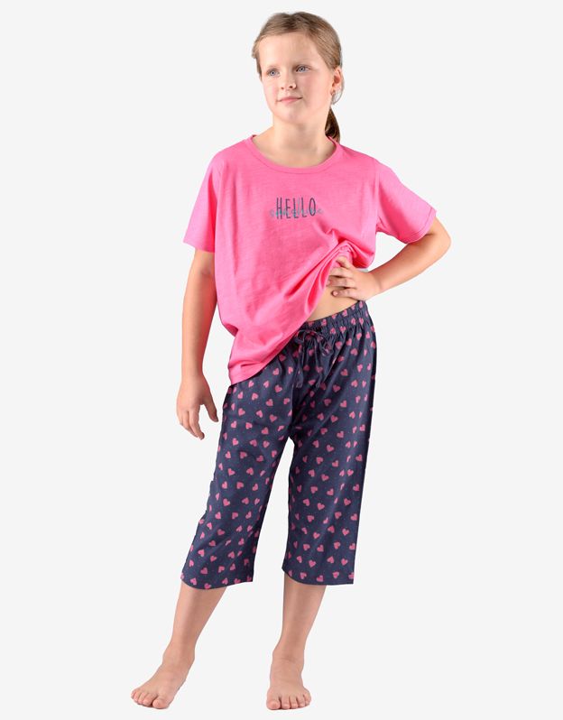GINA dětské pyžamo ¾ dívčí, 3/4 kalhoty, šité, s potiskem 29010P - purpurová lékořice 152/158