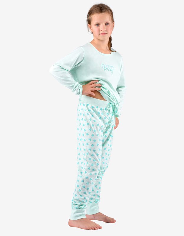 GINA dětské pyžamo dlouhé dívčí, šité, s potiskem 29007P - aqua akvamarín 152/158