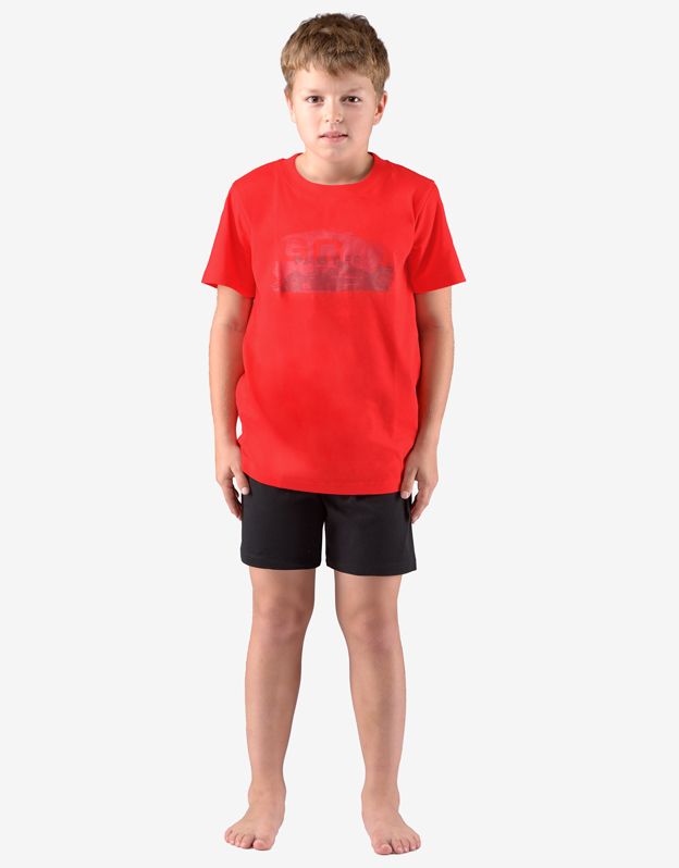 GINA dětské pyžamo krátké chlapecké, šité, s potiskem 69004P - červená černá 152/158