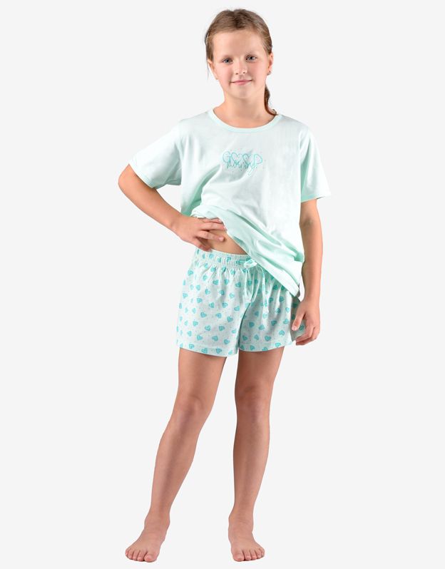 GINA dětské pyžamo krátké dívčí, šité, s potiskem 29008P - aqua akvamarín 152/158