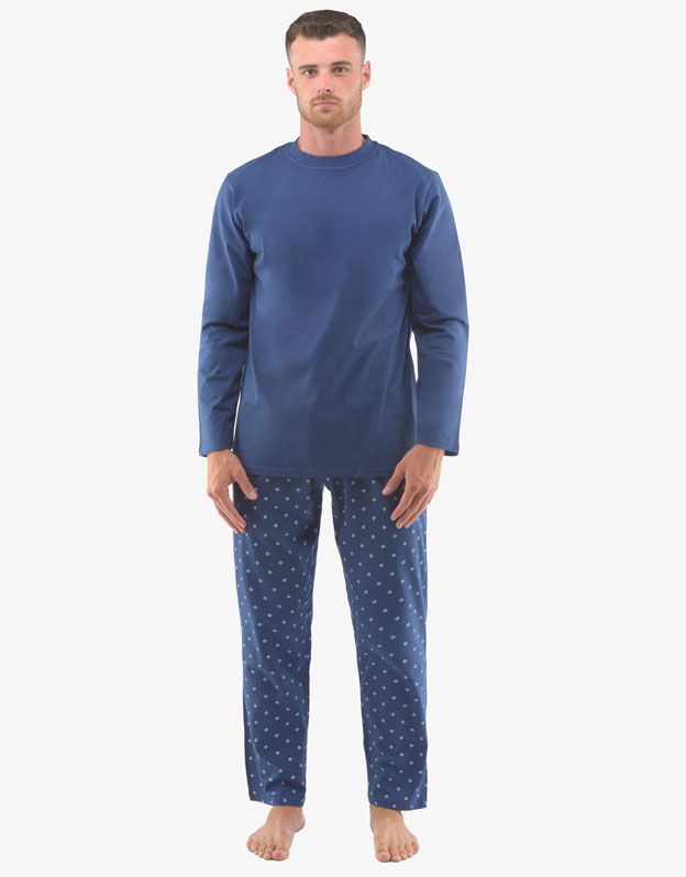 GINA pánské pyžamo dlouhé pánské, šité, s potiskem 79129P - lékořice měsíc XL