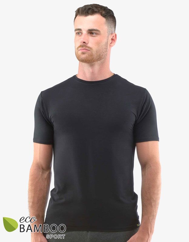 GINA pánské tričko pánské slim fit s krátkým rukávem, krátký rukáv, šité, jednobarevné ECO Bamboo Sport 78005P -