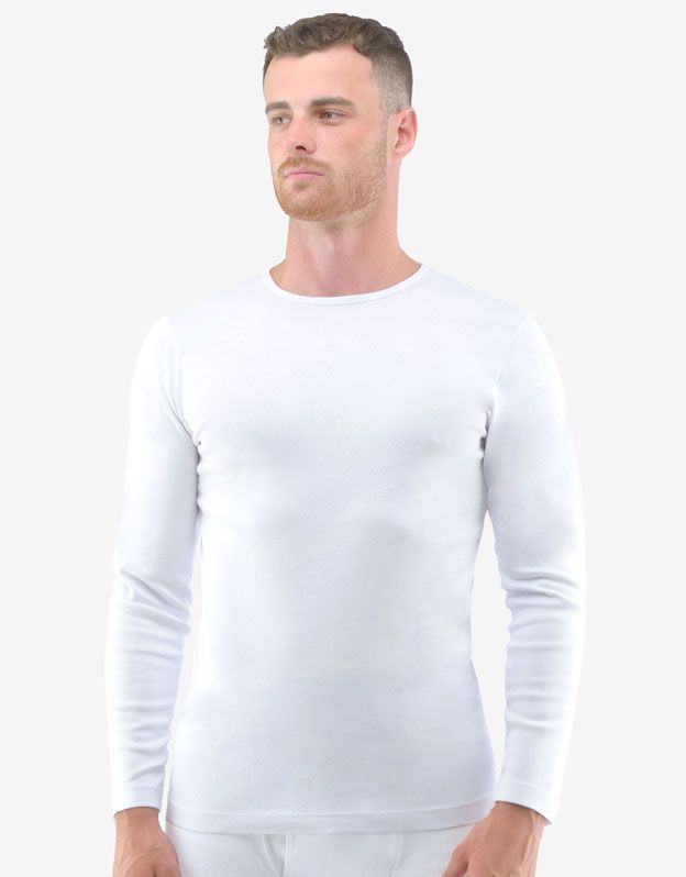 GINA pánské tričko s dlouhým rukávem, dlouhý rukáv, šité, jednobarevné 78003P - bílá XL