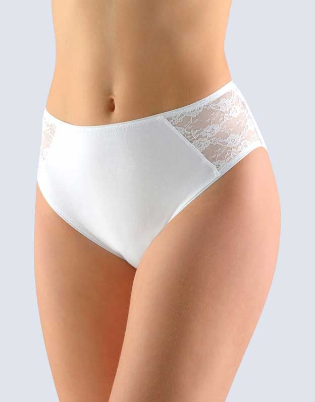 GINA dámské kalhotky klasické, širší bok, šité, s krajkou, jednobarevné 10217P - bílá 42/44