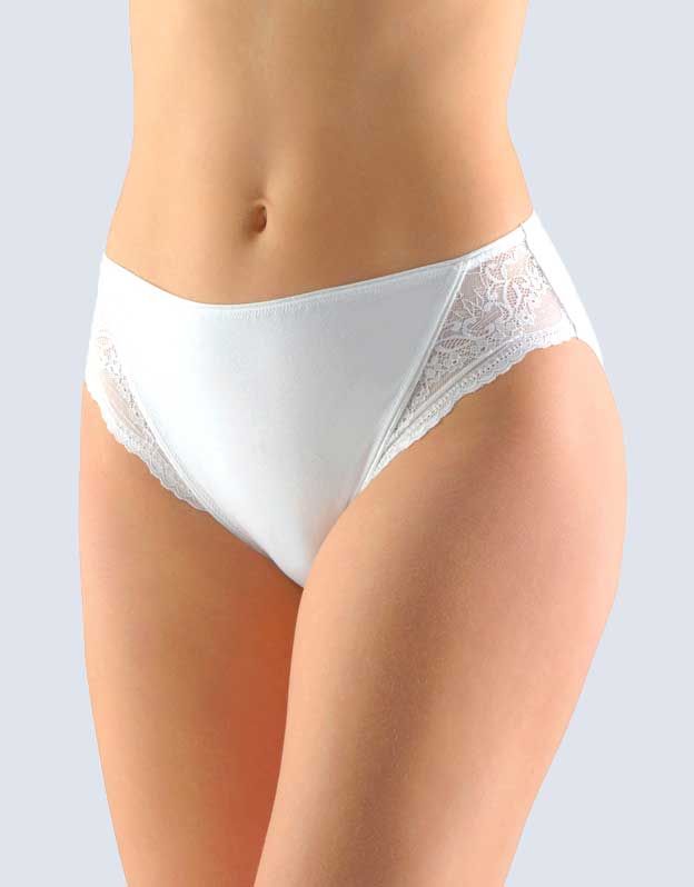 GINA dámské kalhotky klasické s úzkým bokem, úzký bok, šité, s krajkou, jednobarevné Delicate 10216P - bílá 42/44