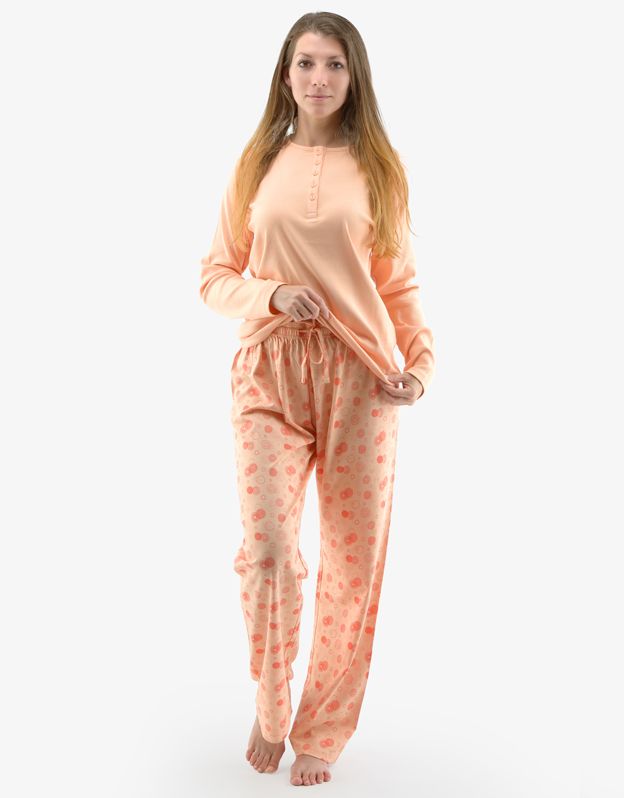 GINA dámské pyžamo dlouhé dámské, šité, s potiskem Pyžama 2022 19143P - lichi jaspis M