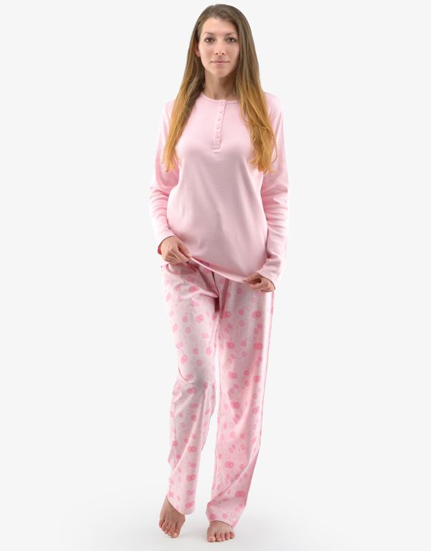 GINA dámské pyžamo dlouhé dámské, šité, s potiskem Pyžama 2022 19143P - sacharóza sv. vínová M