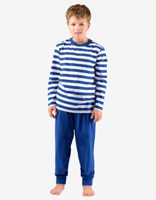 GINA dětské pyžamo dlouhé chlapecké, krátké, šité, s potiskem Pyžama 2022 69005P - lékořice bílá 152/158