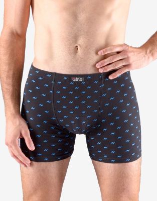 GINA pánské boxerky s delší nohavičkou, delší nohavička, šité, s potiskem 74146P