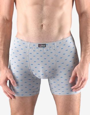 GINA pánské boxerky s delší nohavičkou, delší nohavička, šité, s potiskem  74146P | sv. šedá šalvěj 50/52, sv. šedá šalvěj 62/64