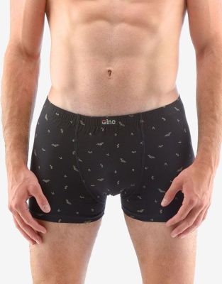 GINA pánské boxerky s kratší nohavičkou, kratší nohavička, šité, s potiskem  73116P | černá tm. šedá 46/48, černá tm. šedá 50/52, černá tm. šedá 54/56, černá tm. šedá 58/60
