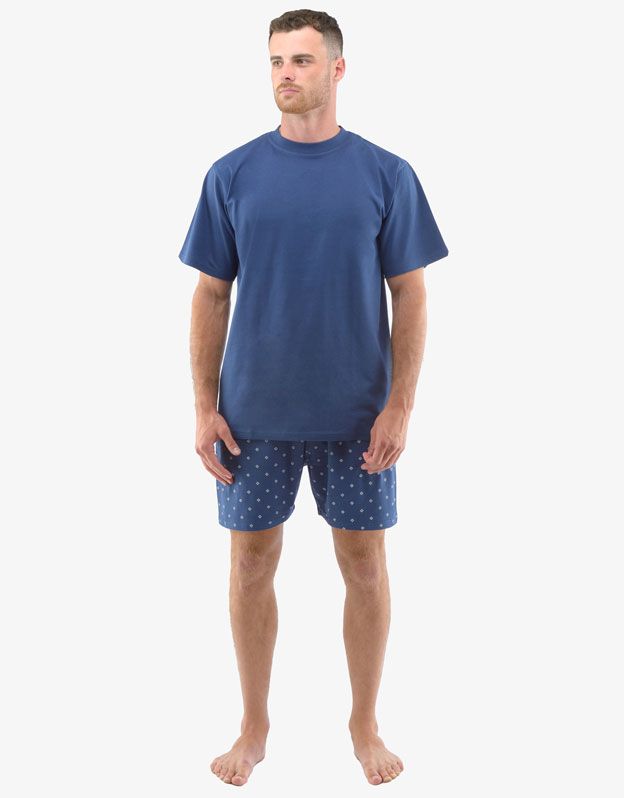 GINA pánské pyžamo krátké pánské, šité, s potiskem Pyžama 2022 79130P - lékořice měsíc XXL
