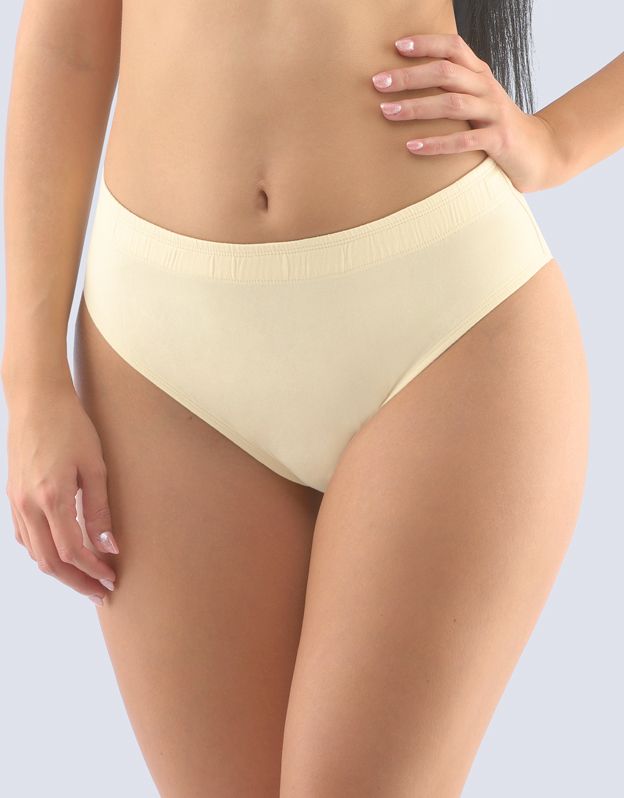 GINA dámské kalhotky klasické, širší bok, šité, jednobarevné 10285P - žlutobílá 50/52