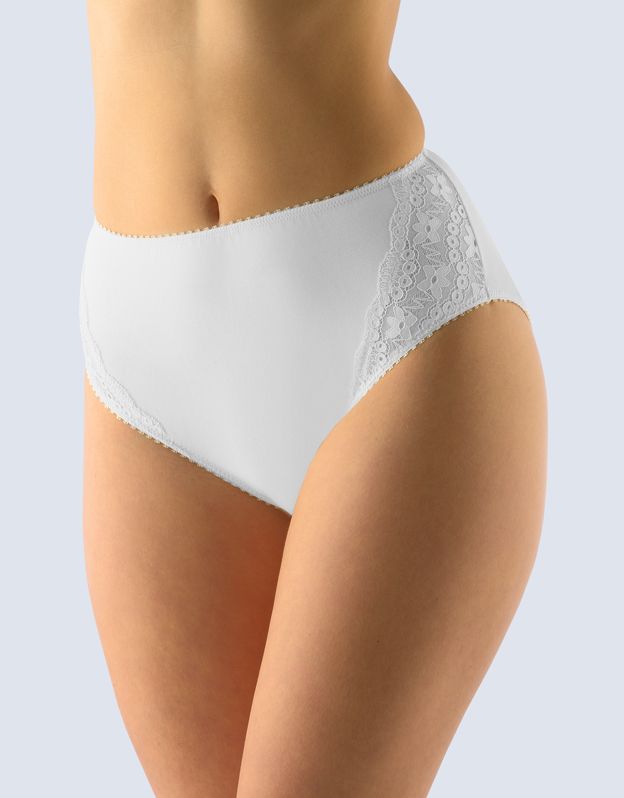 GINA dámské kalhotky klasické ve větších velikostech, větší velikosti, šité, s krajkou, jednobarevné 11066P - bílá 46/48
