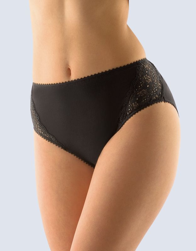 GINA dámské kalhotky klasické ve větších velikostech, větší velikosti, šité, s krajkou, jednobarevné 11066P - černá 42/44
