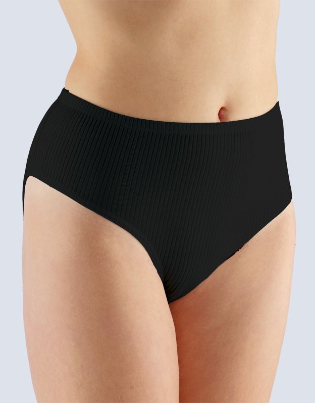 GINA dámské kalhotky klasické ve větších velikostech, větší velikosti, šité, jednobarevné 11089P - černá 50/52