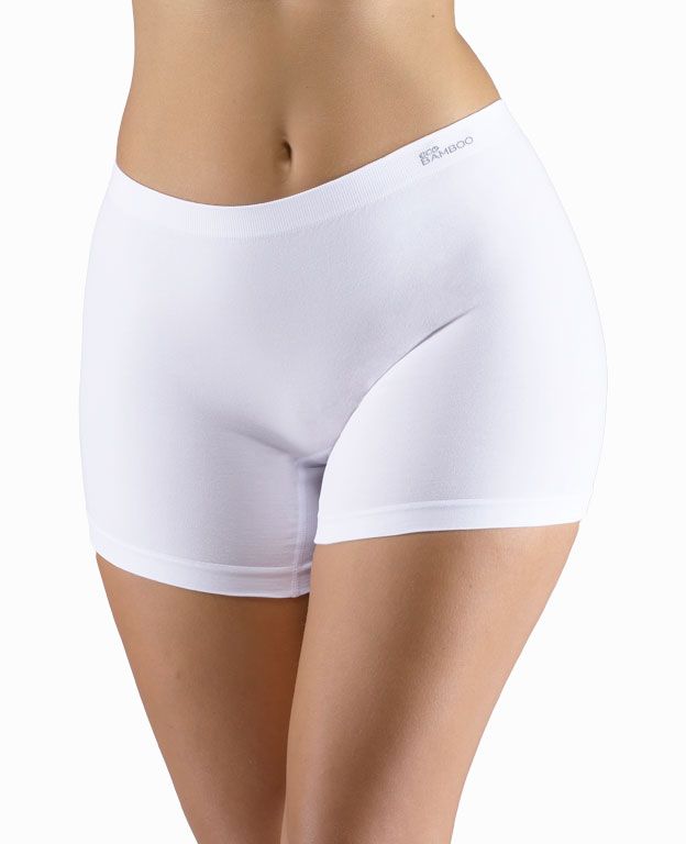 GINA dámské boxerky vyšší, kratší nohavička, bezešvé, klasické, jednobarevné Eco Bamboo 03018P - bílá M/L