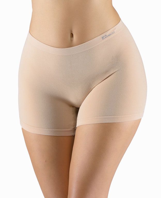 GINA dámské boxerky vyšší, kratší nohavička, bezešvé, klasické, jednobarevné Eco Bamboo 03018P - béžová L/XL