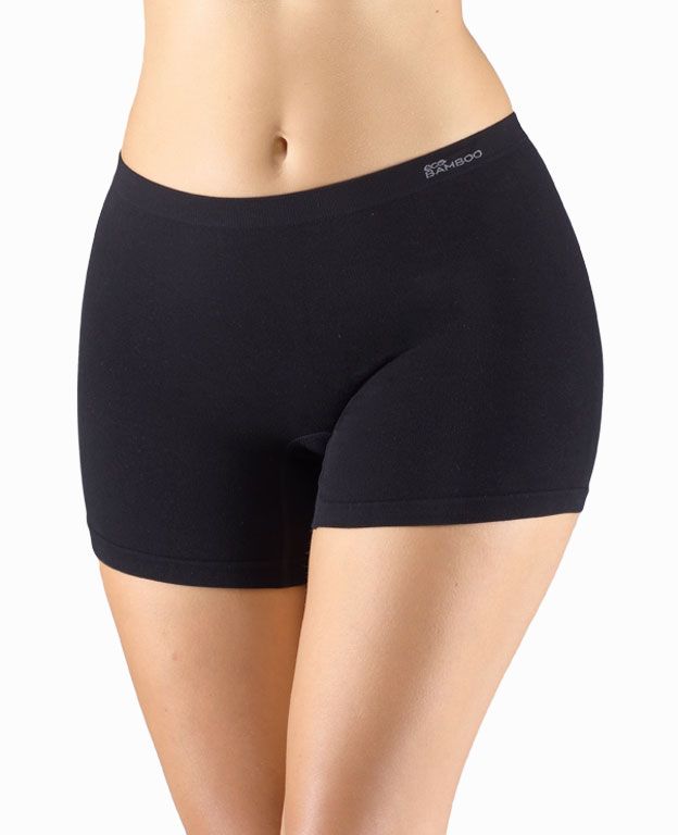 GINA dámské boxerky vyšší, kratší nohavička, bezešvé, klasické, jednobarevné Eco Bamboo 03018P - černá M/L