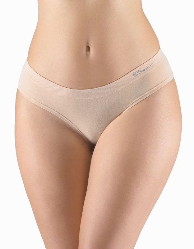 GINA dámské kalhotky francouzské, bezešvé, bokové, jednobarevné Eco Bamboo 04027P - béžová M/L