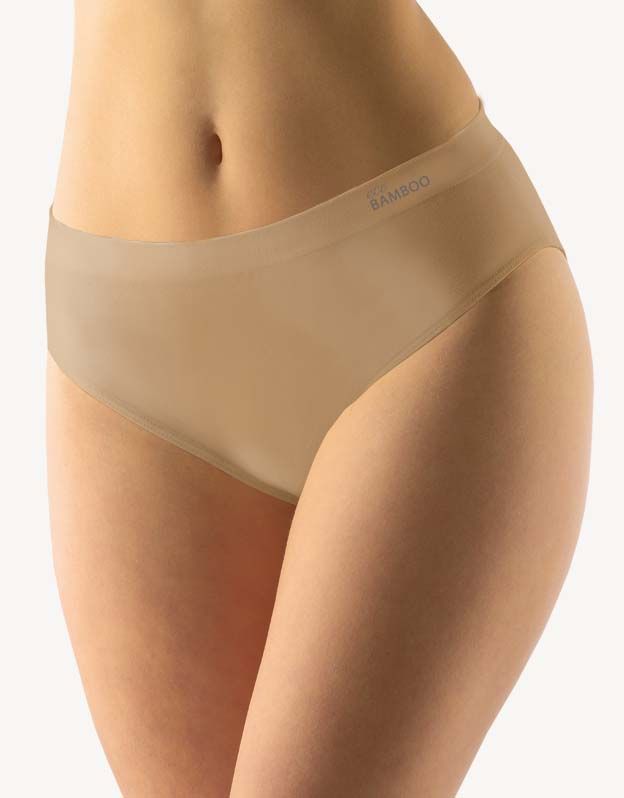 GINA dámské kalhotky klasické, širší bok, bezešvé, jednobarevné Eco Bamboo 00038P - béžová M/L