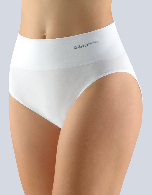 GINA dámské kalhotky klasické se širokým bokem, širší bok, bezešvé, jednobarevné Bamboo PureLine 00035P - bílá XL/XXL