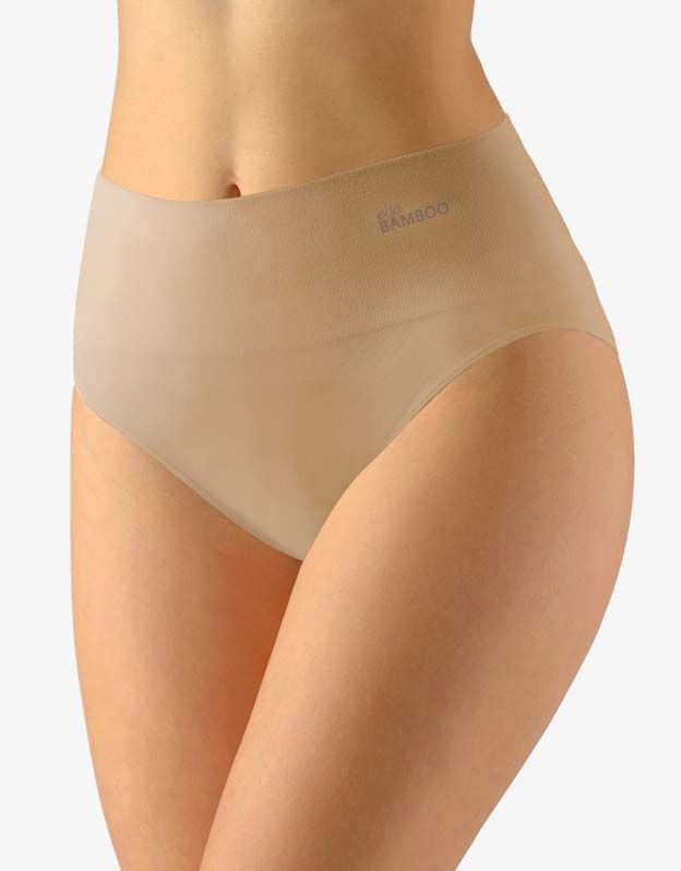 GINA dámské kalhotky klasické se širokým bokem, širší bok, bezešvé, jednobarevné Eco Bamboo 00039P - béžová L/XL