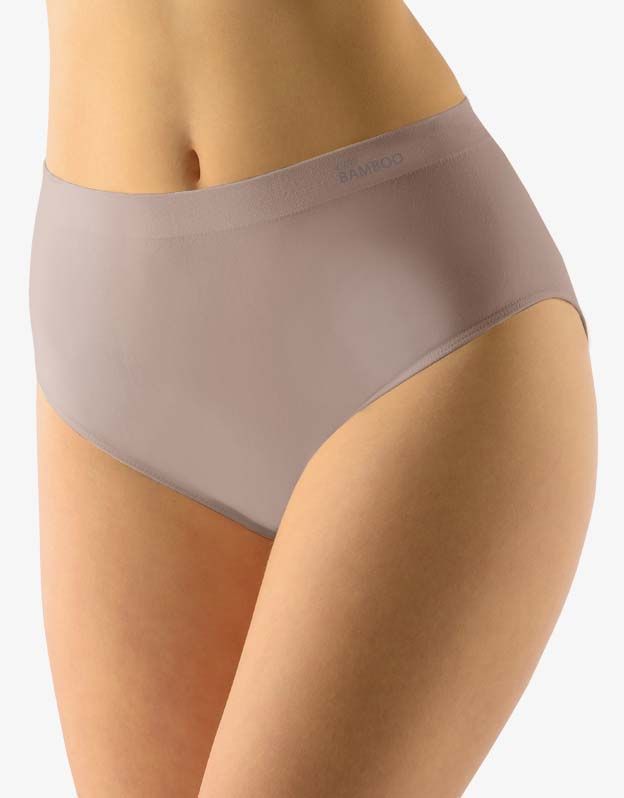 GINA dámské kalhotky klasické ve větších velikostech, větší velikosti, bezešvé, jednobarevné Eco Bamboo 01002P - šedohnědá XL/XXL