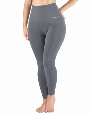 GINA dámské legíny s vysokým pasem sportovní, dlouhé, bezešvé, klasické, jednobarevné ECO Bamboo Sport 95037P - šedá bílá L/XL