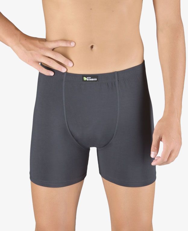 GINA pánské boxerky s delší nohavičkou, delší nohavička, šité, jednobarevné Eco Bamboo 74159P - tm. šedá 50/52