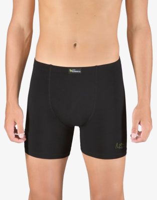 GINA pánské boxerky s delší nohavičkou, delší nohavička, šité, s potiskem Eco Bamboo 74163P - tm. šedá olivová 54/56