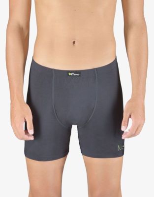 GINA pánské boxerky s delší nohavičkou, delší nohavička, šité, s potiskem Eco Bamboo 74163P - černá olivová 46/48